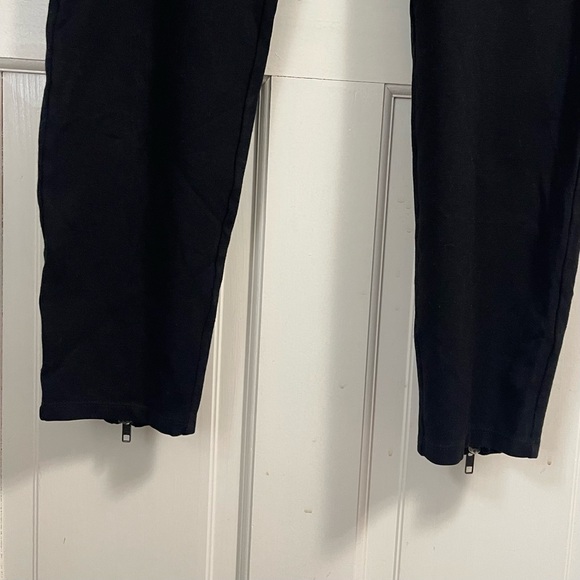 Eileen Fisher Ankle Zip Ponte Slim Pants Size Medium Pull On Elastic Waist Black - Picture 4 of 11